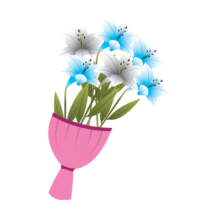elegance delicate bouquet lilies flowers wrapped vector illustrationのイラスト素材