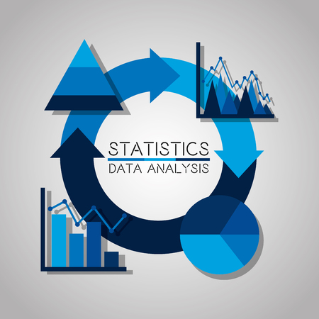 statistics data analysis business pie chart graphic for reports presentations vector illustrationのイラスト素材