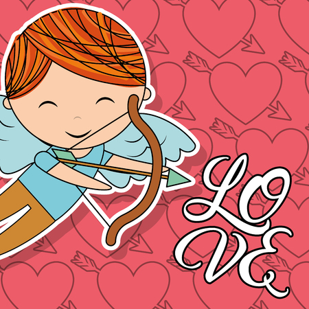 cupid boy with bow and arrow love card vector illustrationのイラスト素材