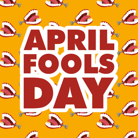 april fools day typography and teeth prank background vector illustrationのイラスト素材