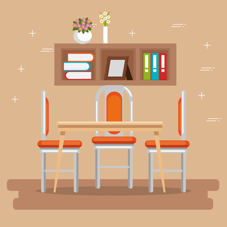 elegant dinning room scene vector illustration designのイラスト素材