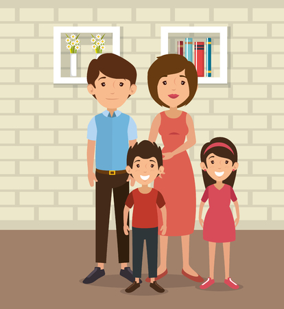 family parents in house place scene vector illustration designのイラスト素材