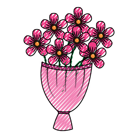 Decorative bouquet flowers romantic image vector illustration drawing imageのイラスト素材
