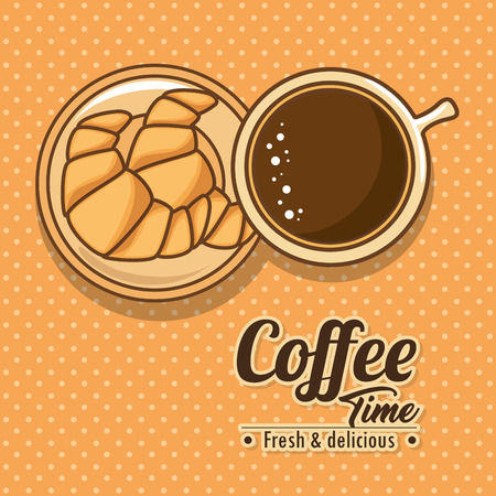 delicious coffee time elements such as coffee and croissant vector illustration designのイラスト素材