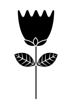flower tulip stem petals decoration vector illustration black and white designのイラスト素材