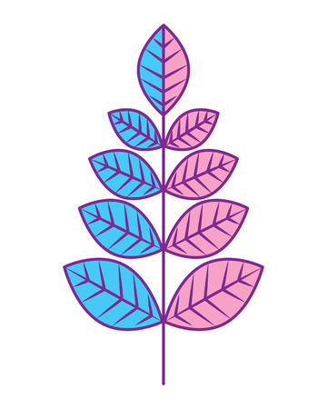 leaves branch decoration natural image vector illustration pink and blue designのイラスト素材