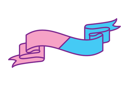 ribbon banner decoration ornament vector illustration pink and blue designのイラスト素材