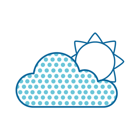 Blue dotted cloud with sun illustrationのイラスト素材