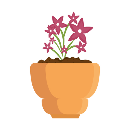 Beautiful houseplant with flowers in pot vector illustration design.のイラスト素材