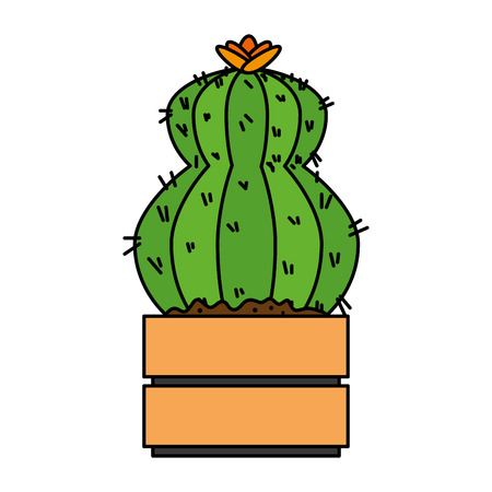 beautiful cactus houseplant in pot vector illustration designのイラスト素材