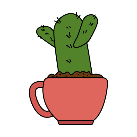 beautiful cactus houseplant in pot vector illustration designのイラスト素材