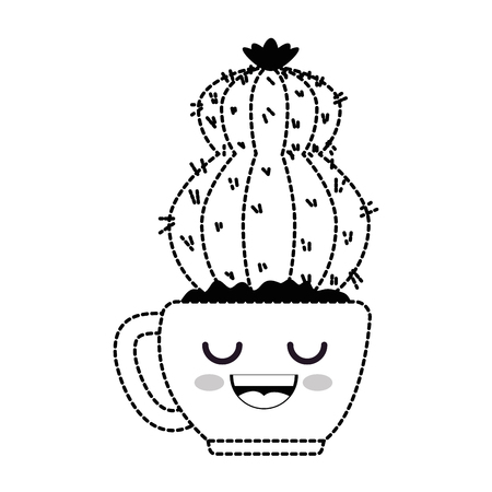 houseplant in pot happy kawaii character vector illustration designのイラスト素材
