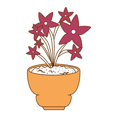 Beautiful houseplant with flowers in pot vector illustration design.のイラスト素材