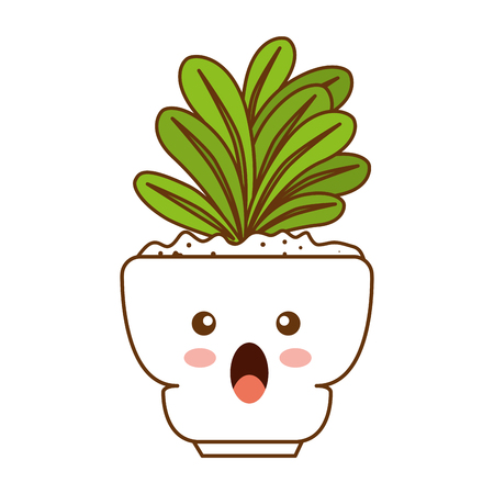 houseplant in pot terrified character vector illustration designのイラスト素材