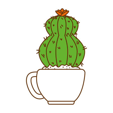 beautiful cactus houseplant in pot vector illustration designのイラスト素材