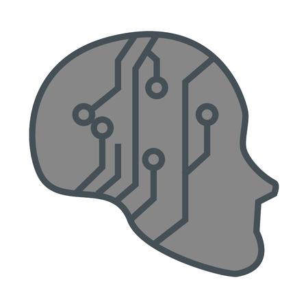 Silhouette Outline of a human profile with electrical circuit vector illustration designのイラスト素材