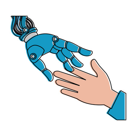 Human hand and robot vector illustration designのイラスト素材