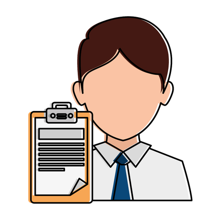 A businessman avatar character  with clipboard vector illustration designのイラスト素材