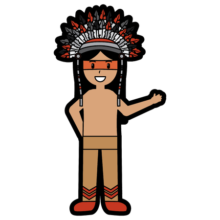 happy native american person icon image vector illustration designのイラスト素材
