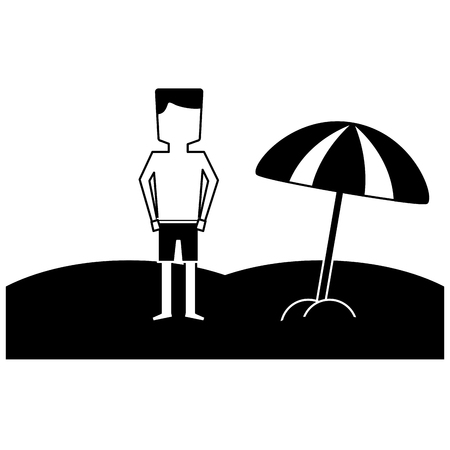 Man in the beach icon image vector illustration design black and whiteのイラスト素材