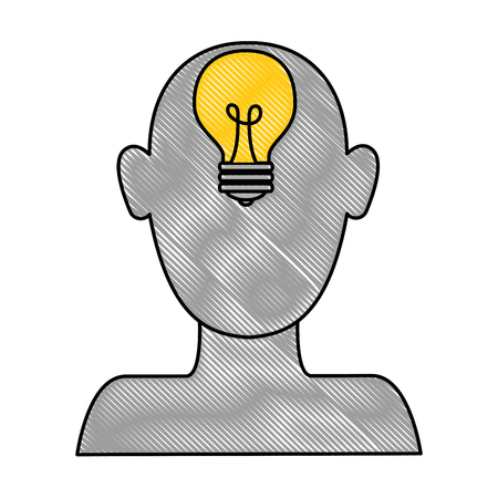 profile with bulb light idea vector illustration designのイラスト素材