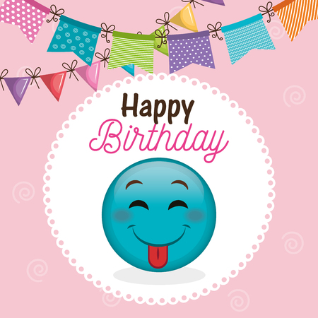 Happy birthday card with emoticon vector illustration designのイラスト素材