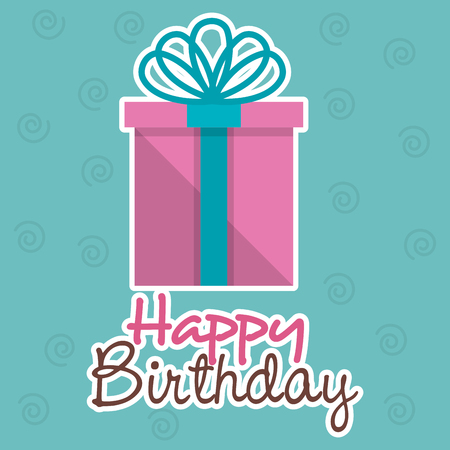 happy birthday card with giftbox vector illustration designのイラスト素材
