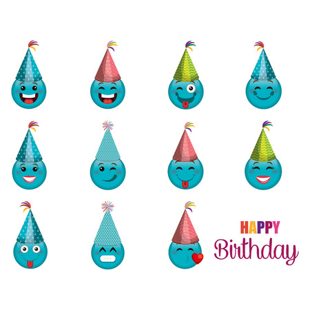 happy birthday card with emoticon vector illustration designのイラスト素材