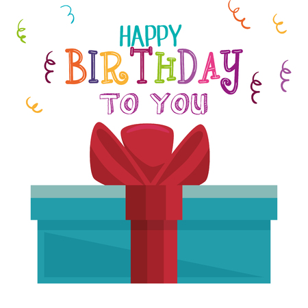 Happy birthday card with giftbox vector illustration designのイラスト素材