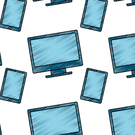 computer smartphone device gadgets pattern vector illustration drawing designのイラスト素材