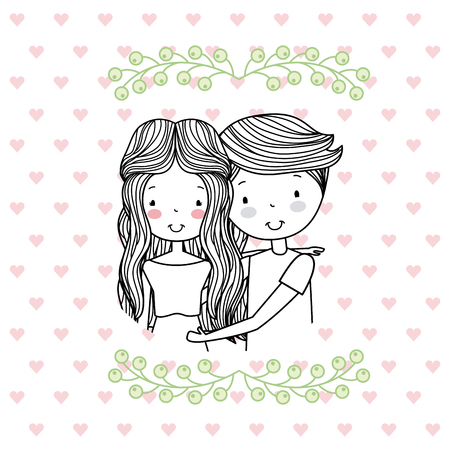 man and woman romantic couple cute hand drawn image vector illustration designのイラスト素材
