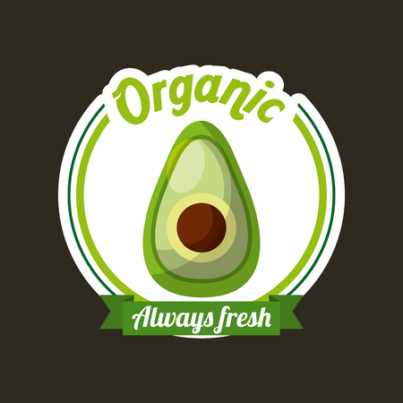 avocado fresh organic food emblem image vector illustration designのイラスト素材