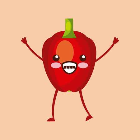 bell pepper happy  vegetable icon image vector illustration designのイラスト素材