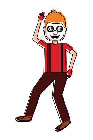 happy man with clown mask glasses and gloves vector illustrationのイラスト素材