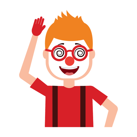 happy man hat and crazy glasses portrait vector illustrationのイラスト素材