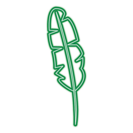 tropical leaf green spring season eco nature vector illustration neon line designのイラスト素材