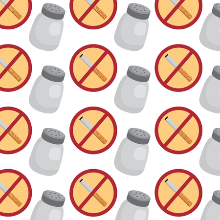 prohibited cigarette and salt shaker unhealthy background vector illustrationのイラスト素材
