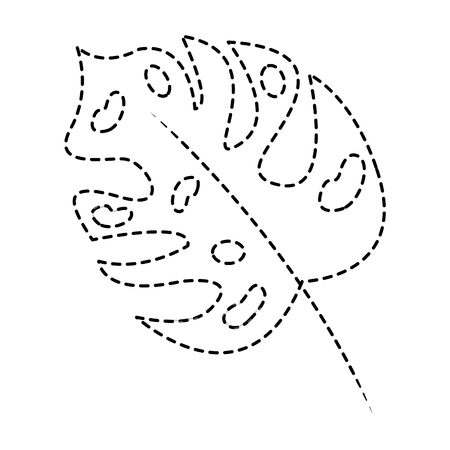 tropical leaf green spring season eco nature vector illustration dotted line designのイラスト素材