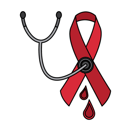 medical stethoscope ribbon blood hemophilia campaign vector illustrationのイラスト素材