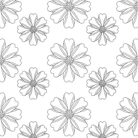 seamless pattern cute flower decoration ornament vector illustration dotted line designのイラスト素材