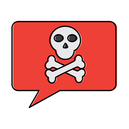 skull bones in speech bubble data hacker vector illustrationのイラスト素材