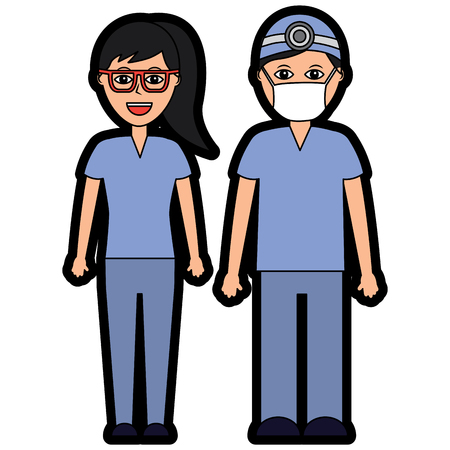 Professionals couple of doctor-hospital staff vector illustrationのイラスト素材