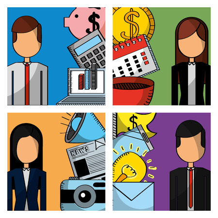 business people set work employee icons vector illustrationのイラスト素材