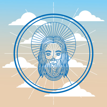 jesus religious sacred sky background vector illustrationのイラスト素材