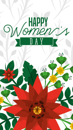 orange flowers decoration banner happy womens day vector illustrationのイラスト素材