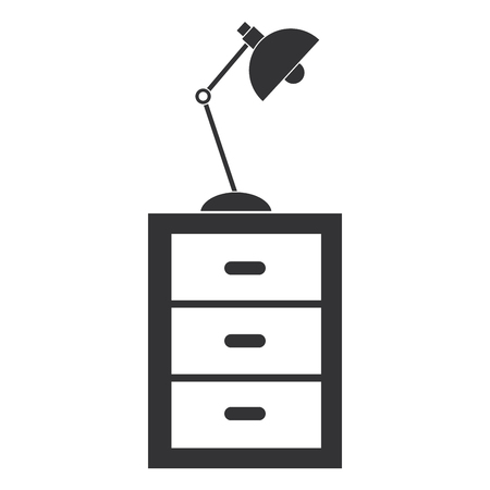 wooden office drawer with lamp vector illustration designのイラスト素材