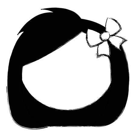 cute and little girl head with bow vector illustration designのイラスト素材