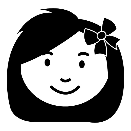 cute and little girl head with bow vector illustration designのイラスト素材