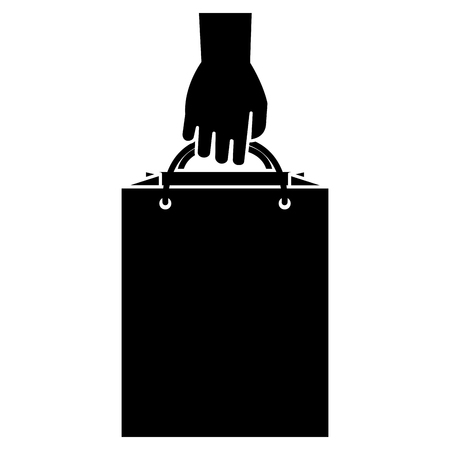 buyer hand with shopping bag vector illustration designのイラスト素材