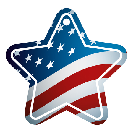 tag with star shape with flag of united states patriotism vector illustrationのイラスト素材